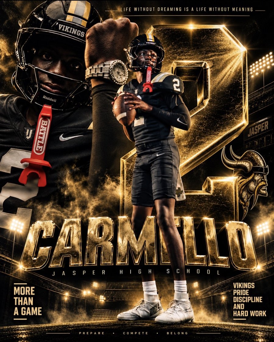 Carmello #2 — Jasper High School Vikings sports design by VIZN