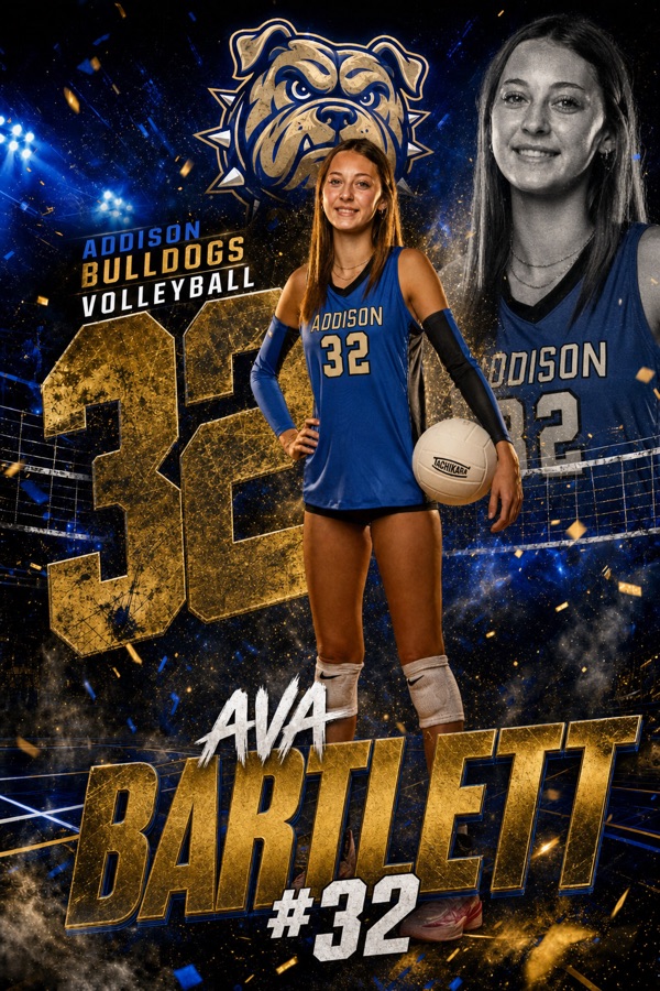 Ava Bartlett #32 — Addison Bulldogs Volleyball sports design by VIZN