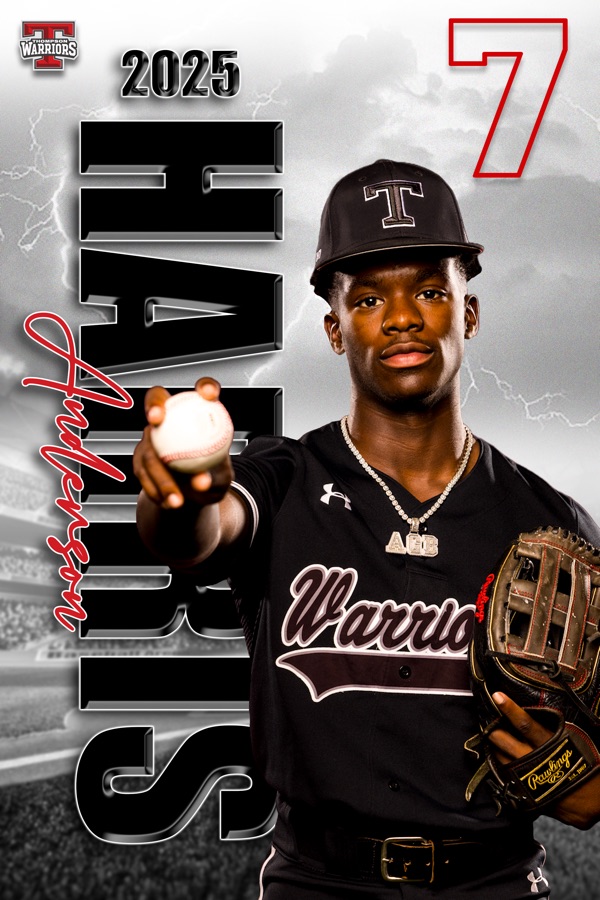 Harris Anderson #7 — Thompson Warriors Baseball sports design by VIZN